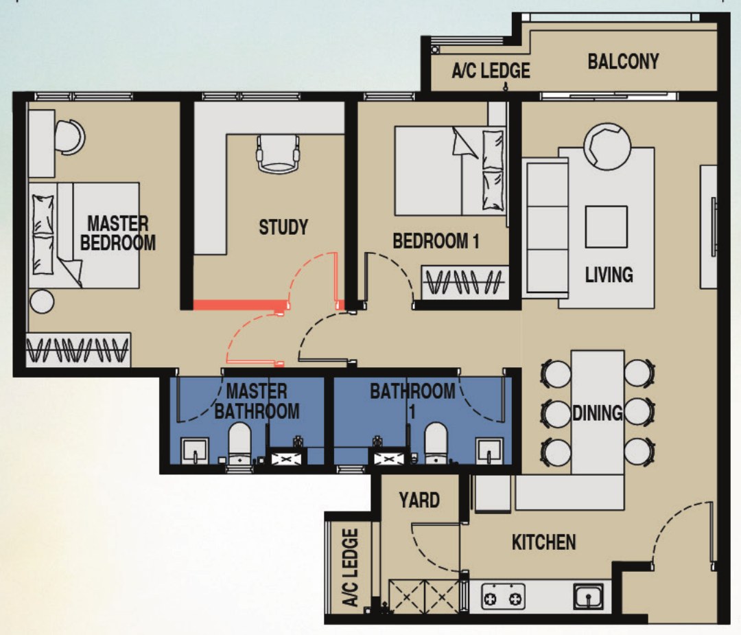 Indicative Type C1 floor plan from Phase 1
